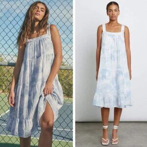 Rails Amaya Sleeveless Tiered Sundress-Tie Dye Blue & White- Size XL